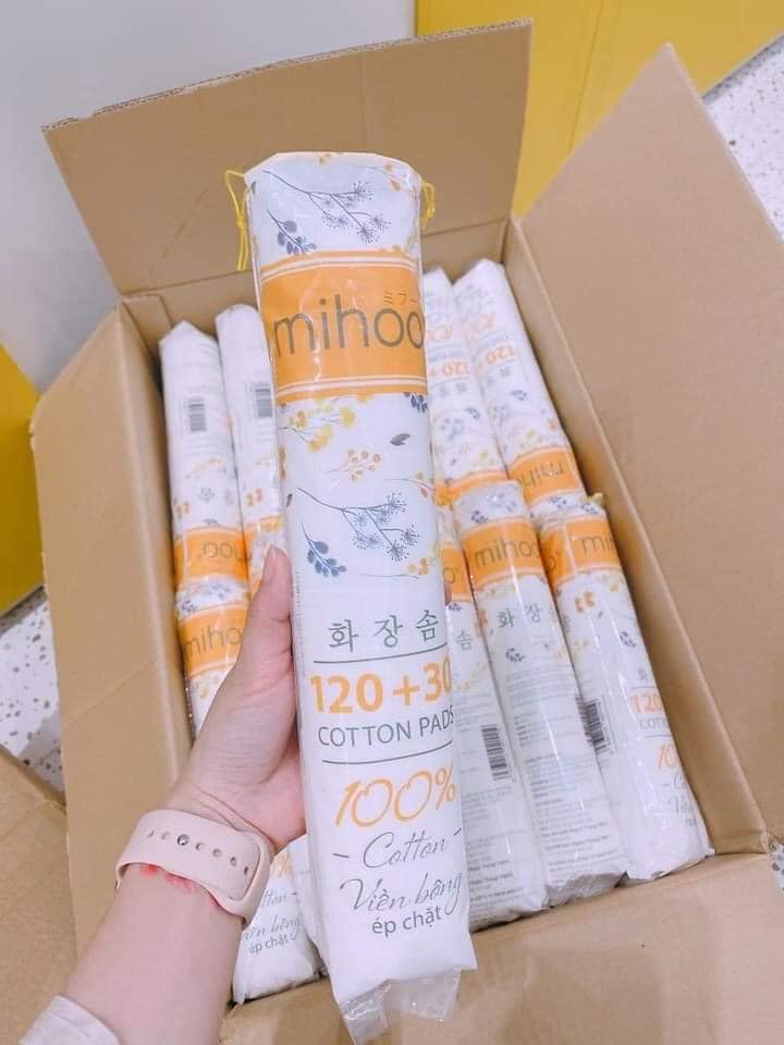 COMBO 3 bịch bông tẩy trang Mihoo 150 miếng tròn