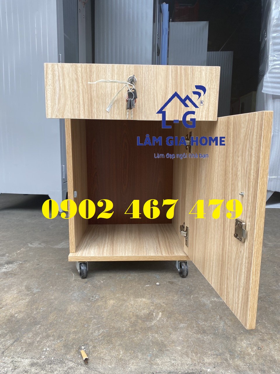 TỦ ĐẦU GIƯỜNG GỖ ÉP 2 HỘC CÓ KHÓA
