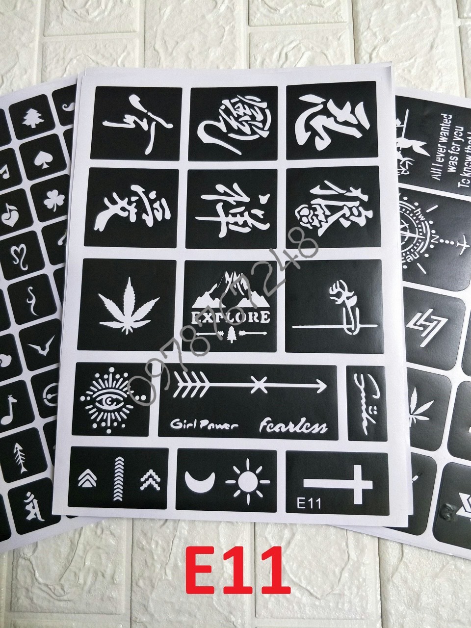 KHUÔN XĂM HÌNH XĂM TẠM THỜI E11 KHỔ A4 không kèm mực