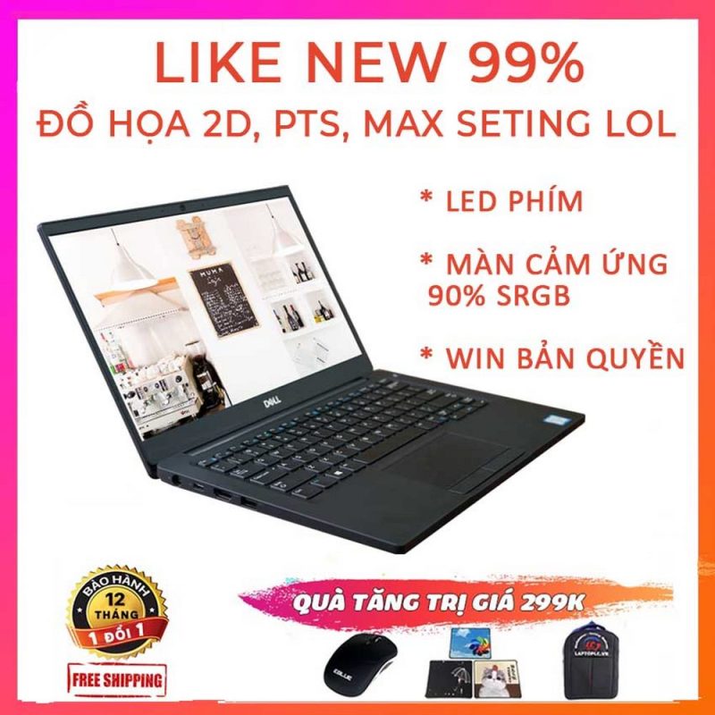 (LIKENEW 99%) Dell Latitude 7390, Màn Cảm Ứng, Đồ Họa 2D, Max Setting LOL, i5-8350U, RAM 8G, SSD 256G, VGA Intel UHD 620, Màn 13.3 FullHD IPS, 90% sRGB