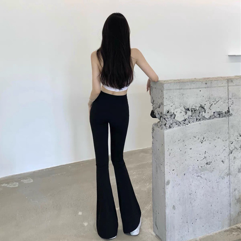 Quần ống loe cạp cao legging dáng dài