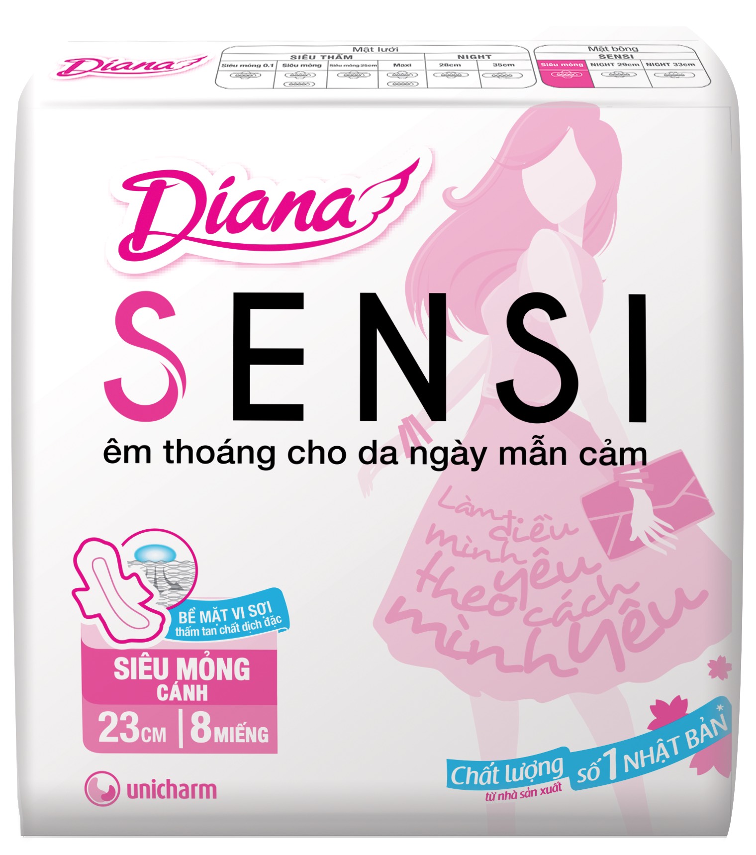 Diana sensi siêu mỏng có cánh 8 miếng