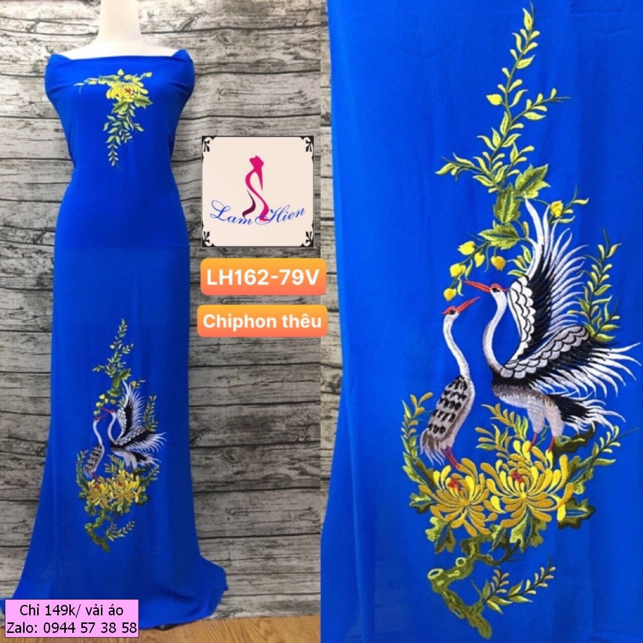 Lâm Hiền-vải áo dài thêu LH162