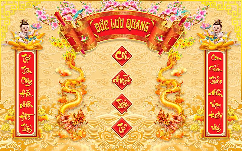 Tranh dán tường VTC Cửu huyền thất tổ UD0934 kim sa