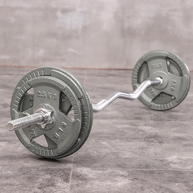 Bộ 30Kg Tạ + Đòn Cong Ez 1.2m ( 2 Bánh Tạ 10Kg, 2 Bánh Tạ 5Kg)