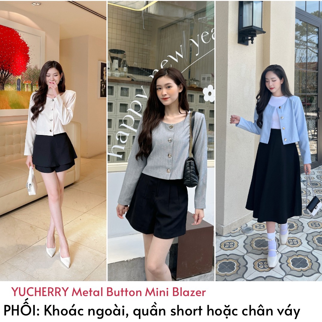 YU CHERRY | Áo blazer mặc được 2 kiểu Metal Button Mini Blazer YA445