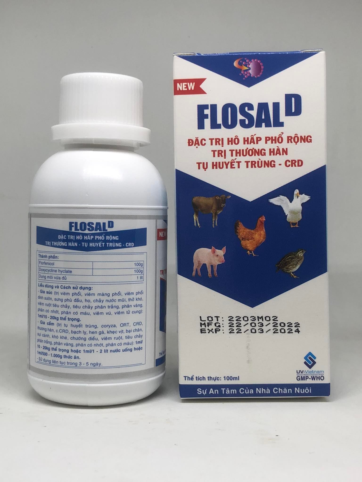 Flosat D Cho GÀ Đá - Chai 100mil và 10mil