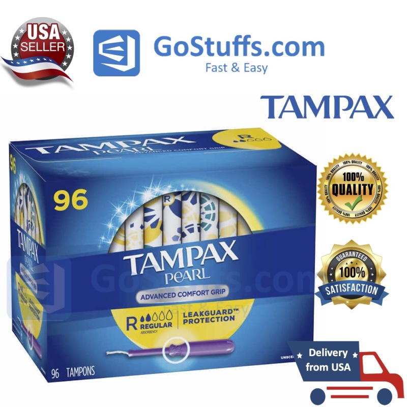 [Hàng Mỹ] Tampon TAMPAX Pearl Advanced Grip Regular Hộp 96 cái