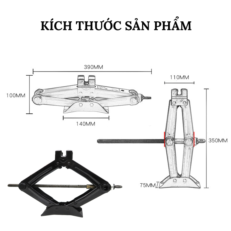 Kích Nâng Hạ Quả Trám ABG Kích Nâng Gầm Ô Tô Xe Máy, Kích Chữ A Có Đòn Bẩy Tiện Lợi 1.5 tấn hoặc 2 tấn