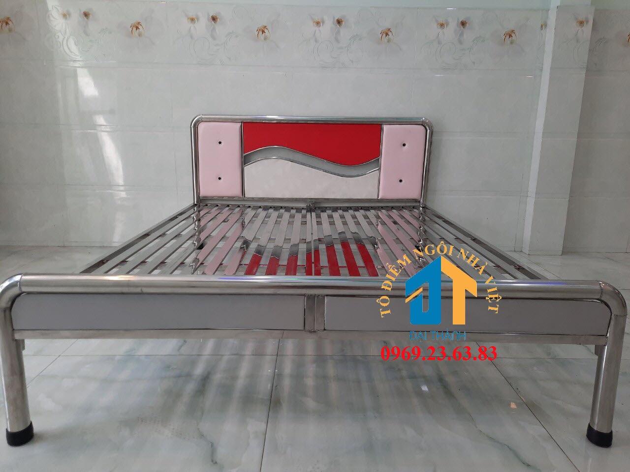 Giường  ngủ inox tròn cao cấp không gỉ sét thiết kế gọn gàng đơn giản dễ lắp rắp 1m2x2m Mẫu 04