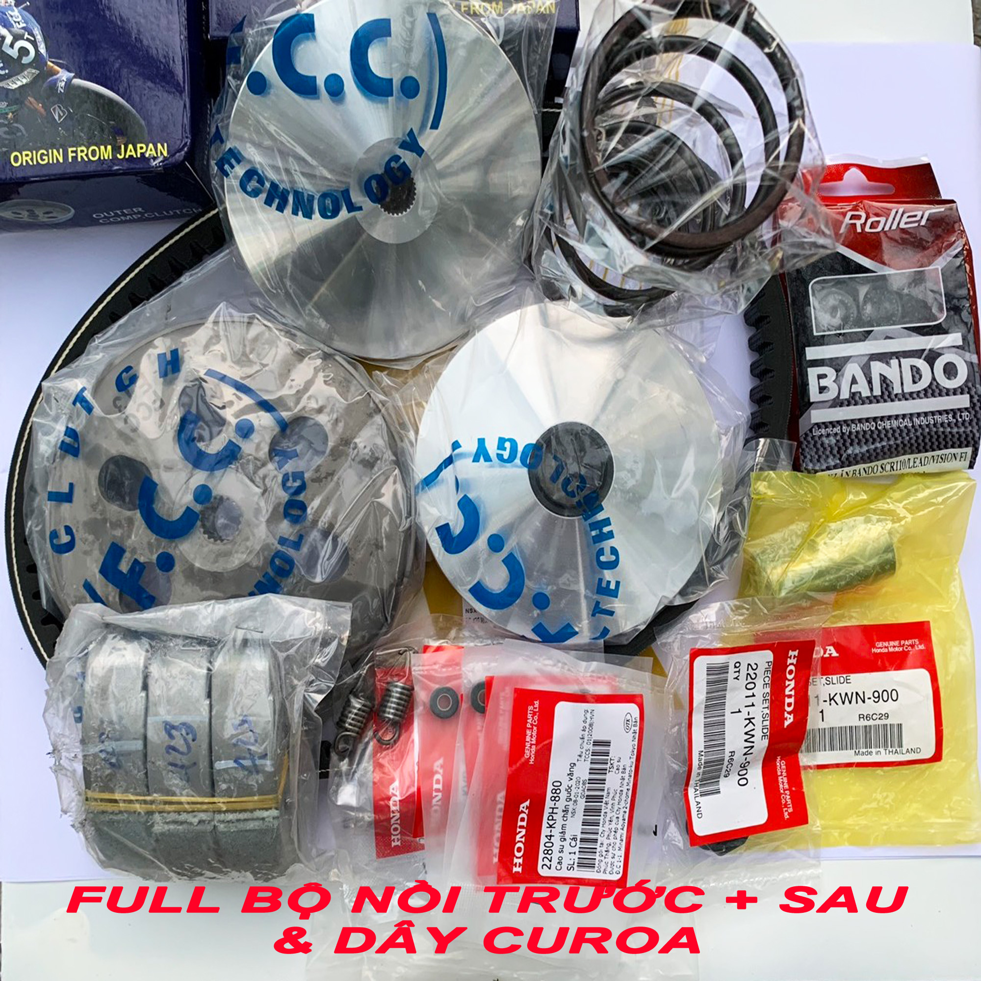 Full bộ nồi trước nồi sau và dây curoa cho Honda Vario - Bộ nồi xe Honda Vario 125-150cc