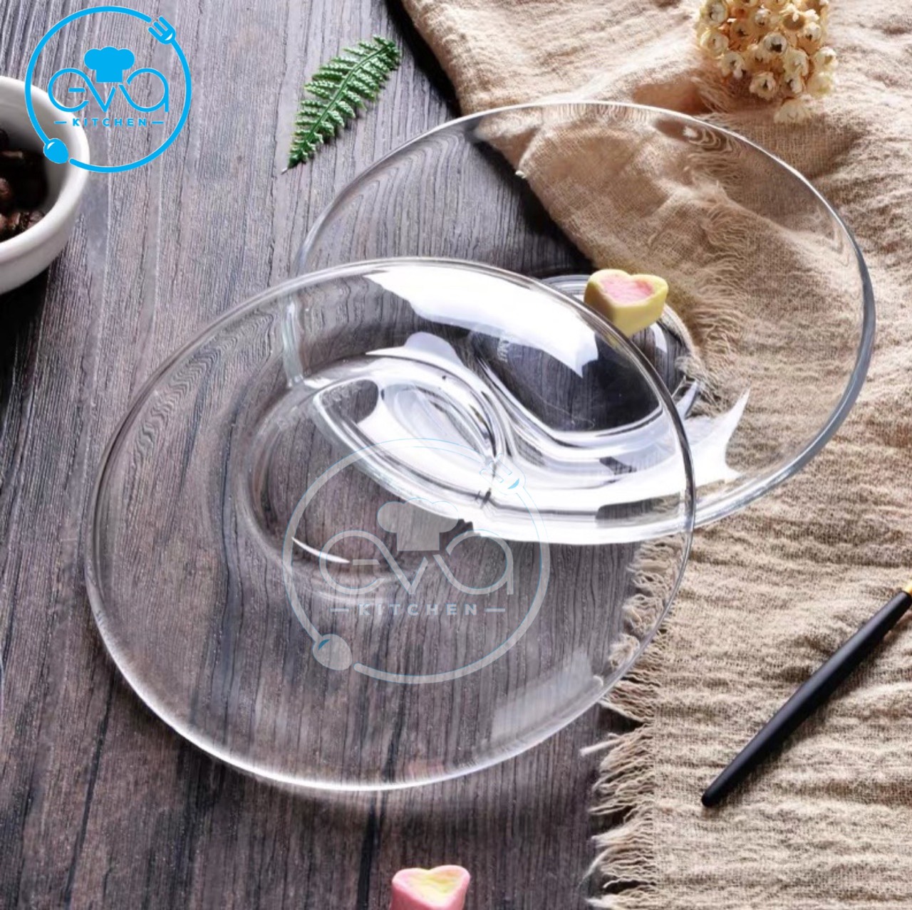Đĩa Thủy Tinh Trong Suốt 13.4cm – Đa Năng Dùng Cho Ly, Trà, Tráng Miệng