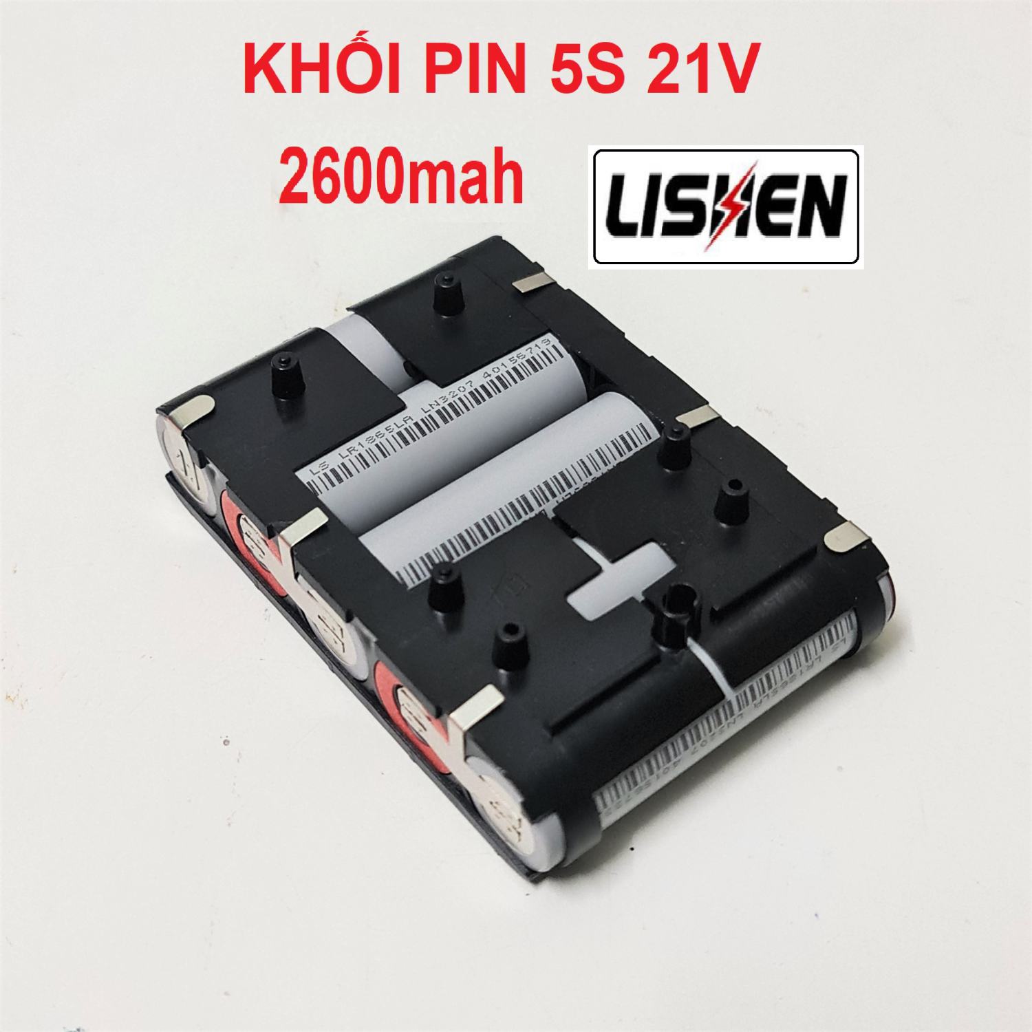 Pin 5s 21v 2600mah dung lượng cao, dòng xả cao. được đóng từ 5 cell lithium li-on chính hãng lishen xám - limo