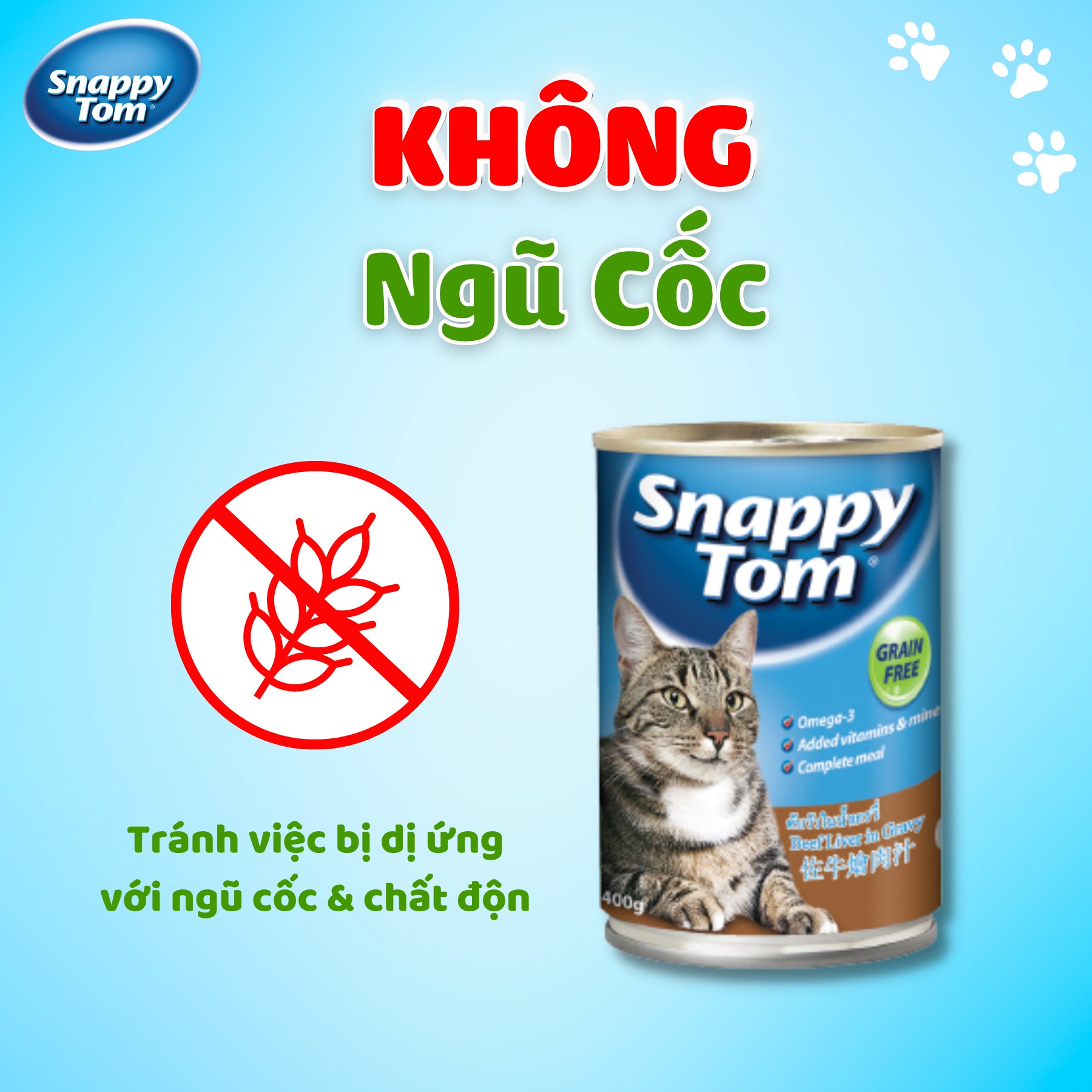 Pate Snappy Tom Grain Free cho mèo lon 400g