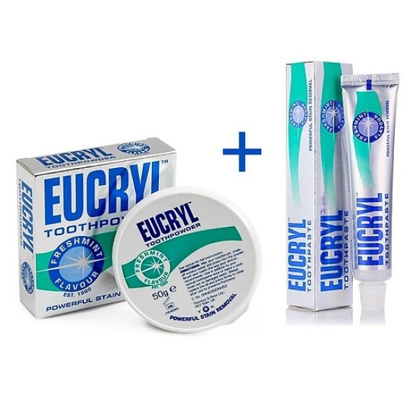 Combo Bột Tẩy Trắng Răng Eucryl Tooth Powder 50g và Kem đánh trắng răng Eucryl