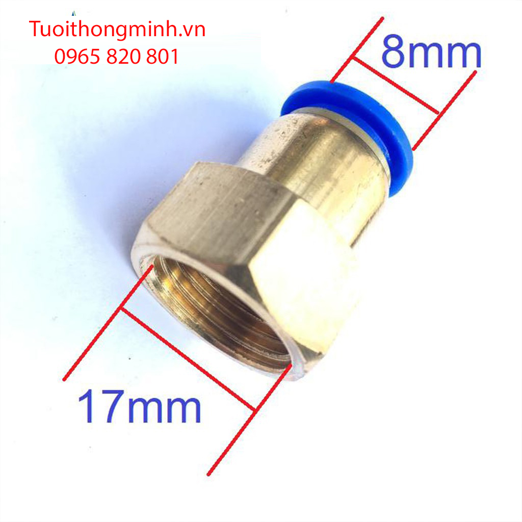 Ốc ren trong 17mm ra đầu nối nhanh ống 8mm