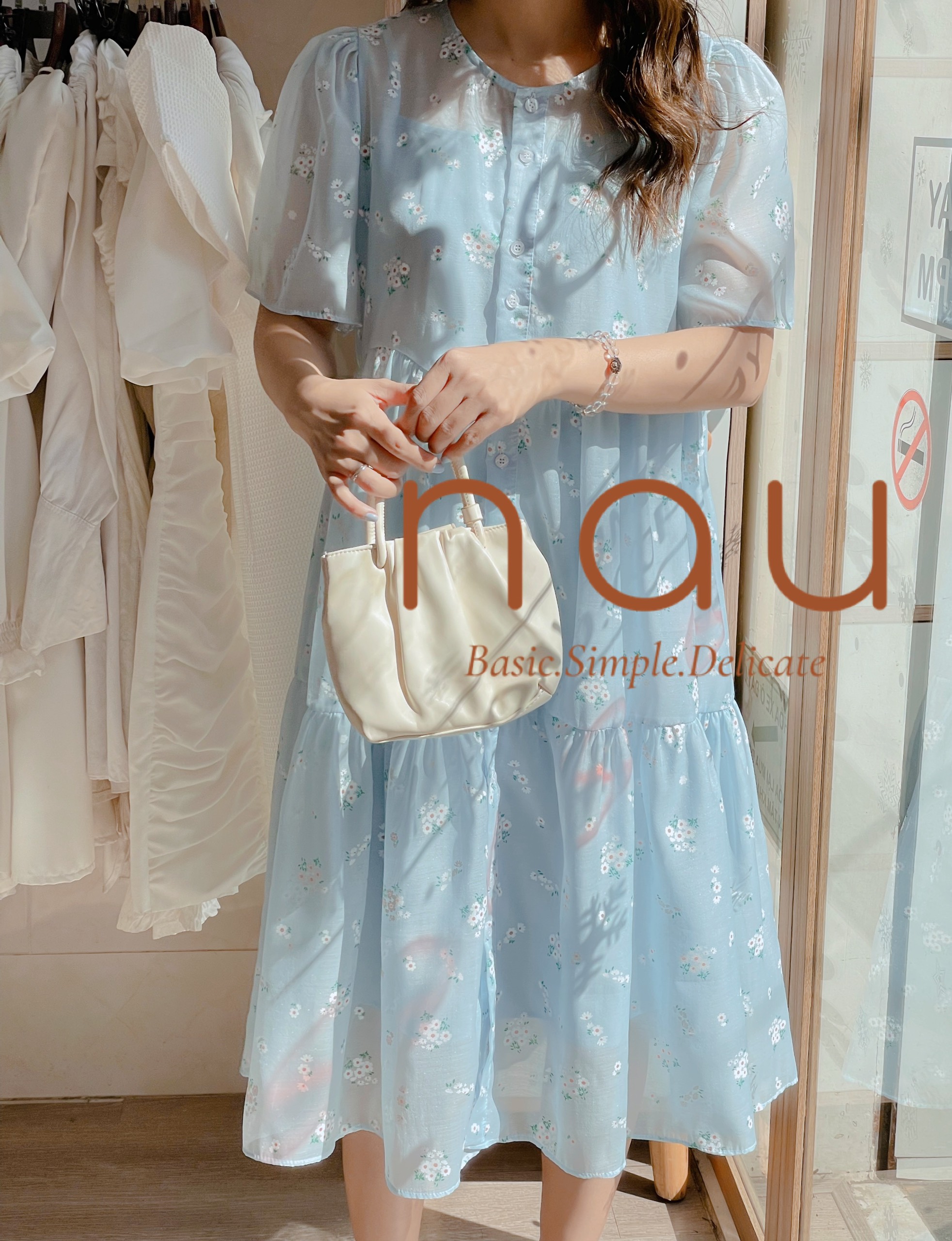 Đầm hoa voan suông rộng