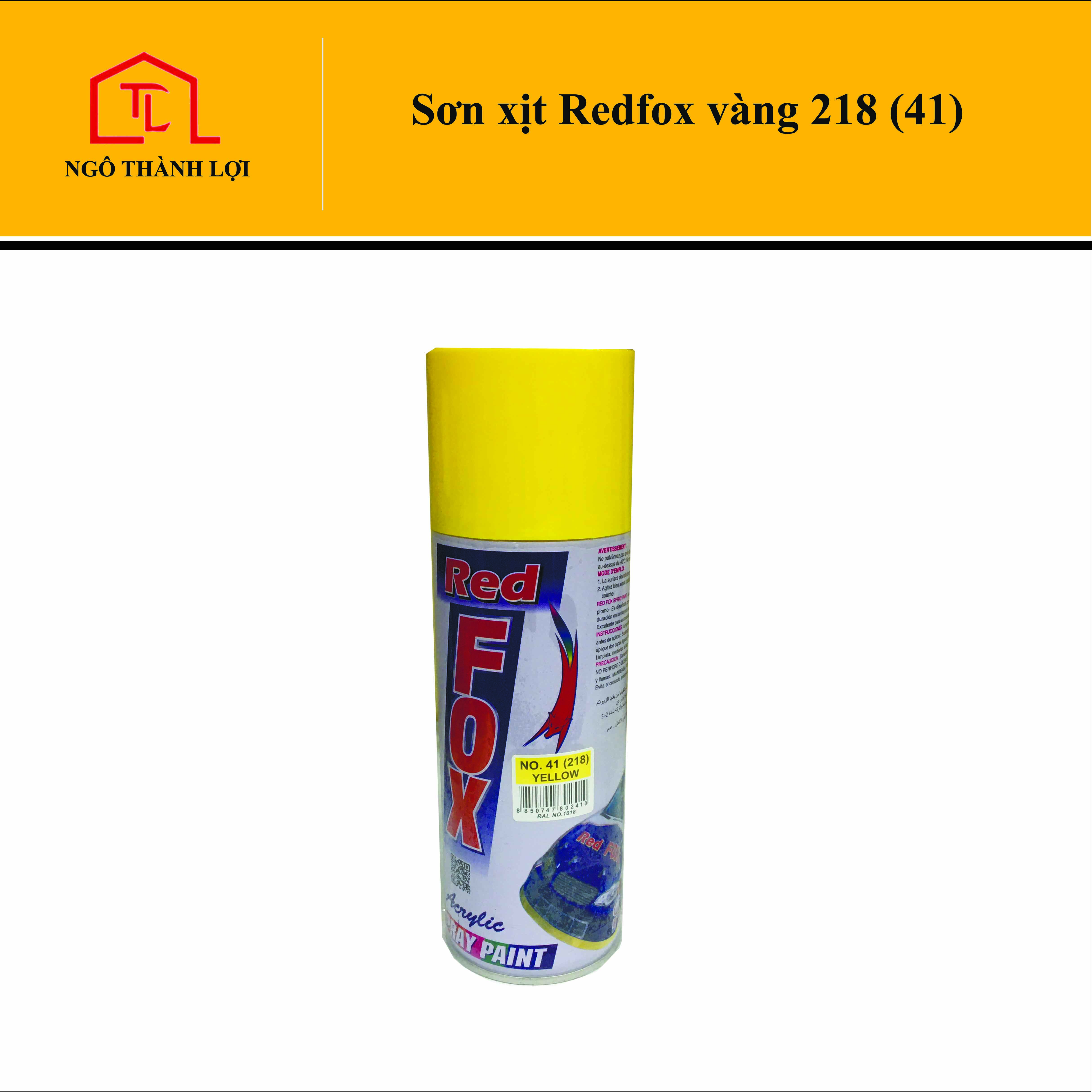 Sơn xịt Redfox đỏ 211, hồng 229, tím violet 240, vàng 218, vàng nghệ 241, kem 219, cam 226