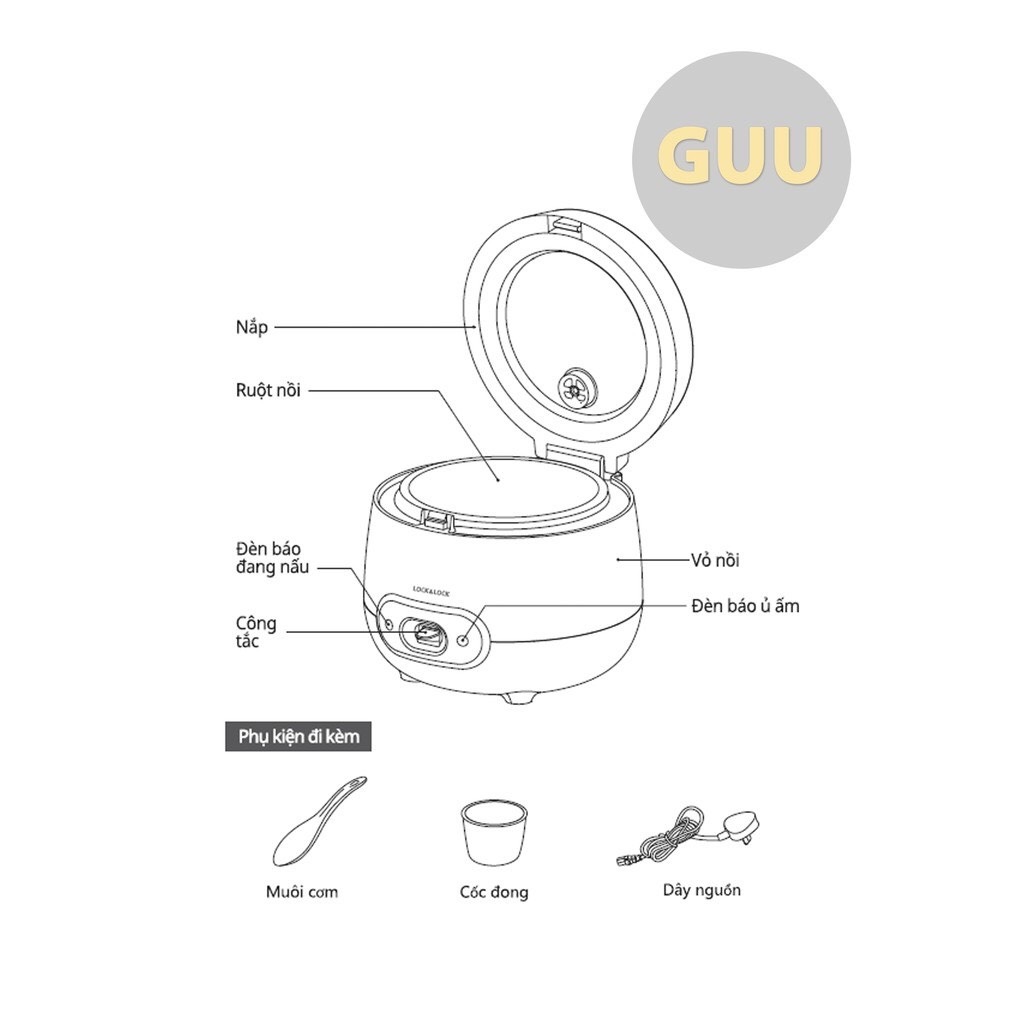 Nồi cơm điện mini Lock&Lock EJR426 dung tích 0.8L - Bảo hành 12 tháng