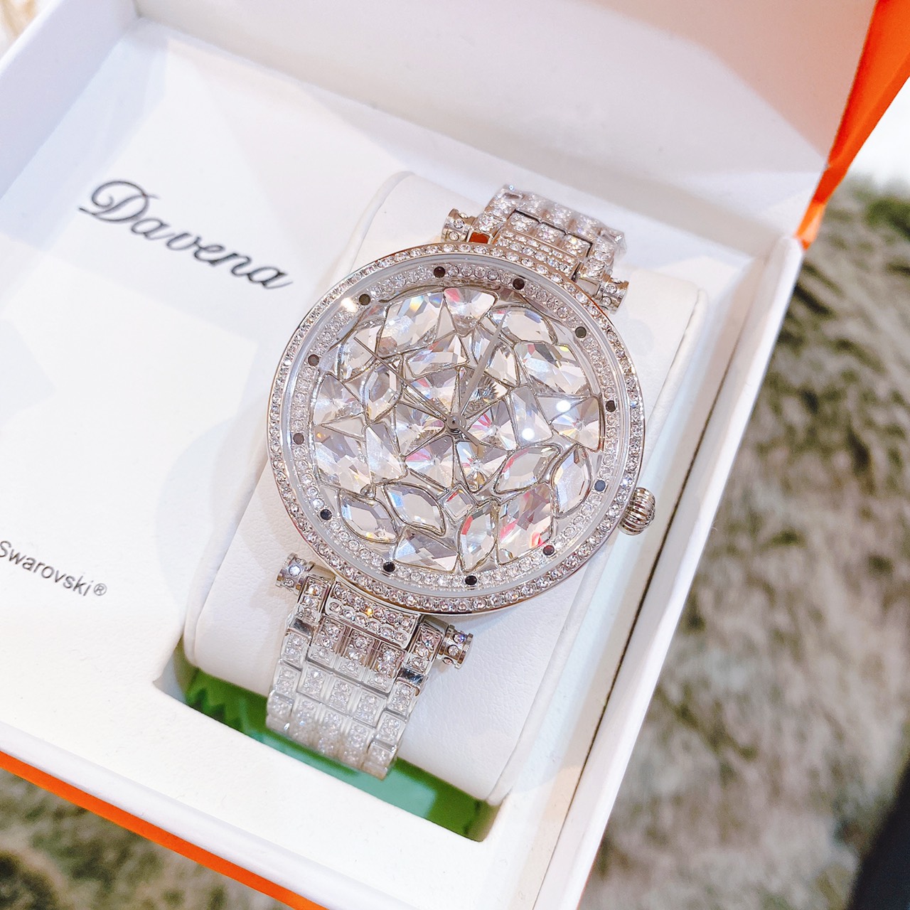 [HCM]Đồng Hồ Davena Bling Nữ Mặt Đá Silver 39mm Chính Hãng