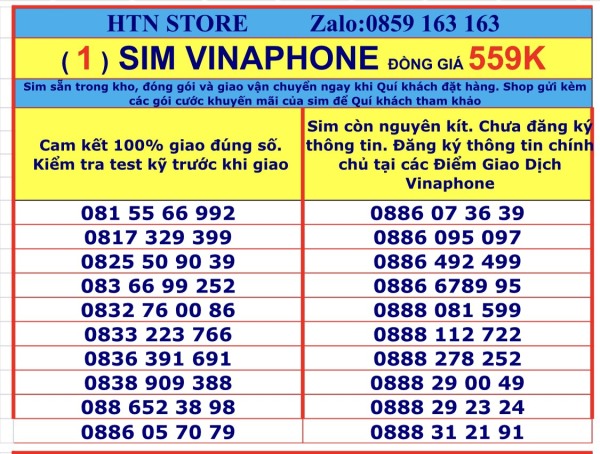 Sim vinaphone số đẹp giá rẻ đồng giá 559k - sim trả trước (1)