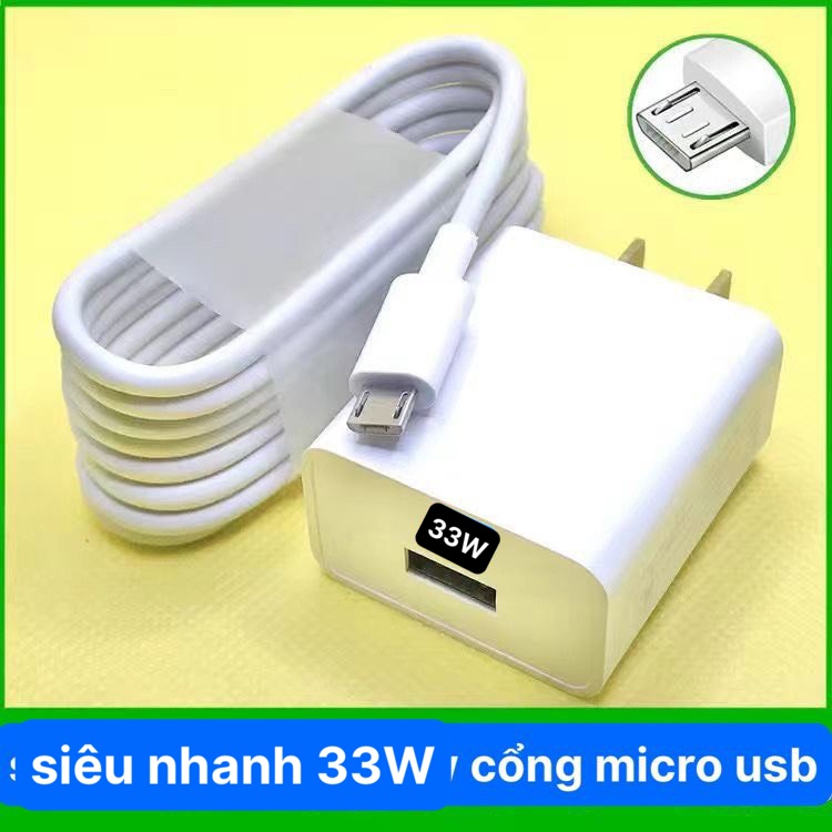 Bộ sạc cáp nhanh vivo 33w cho vivo v11i, vivo v15, vivo s1 v9, y71, y1s, y19, y20, v20 / sử dụng cáp sạc micro usb