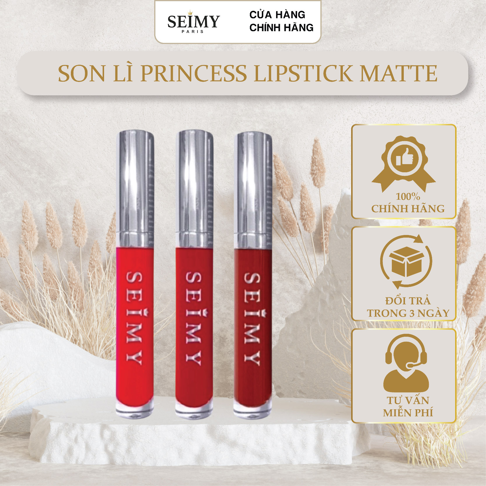Son kem Seimy - Princess Lipstick Matte - Son lì kháng nước, không lem trôi , an toàn lành tính
