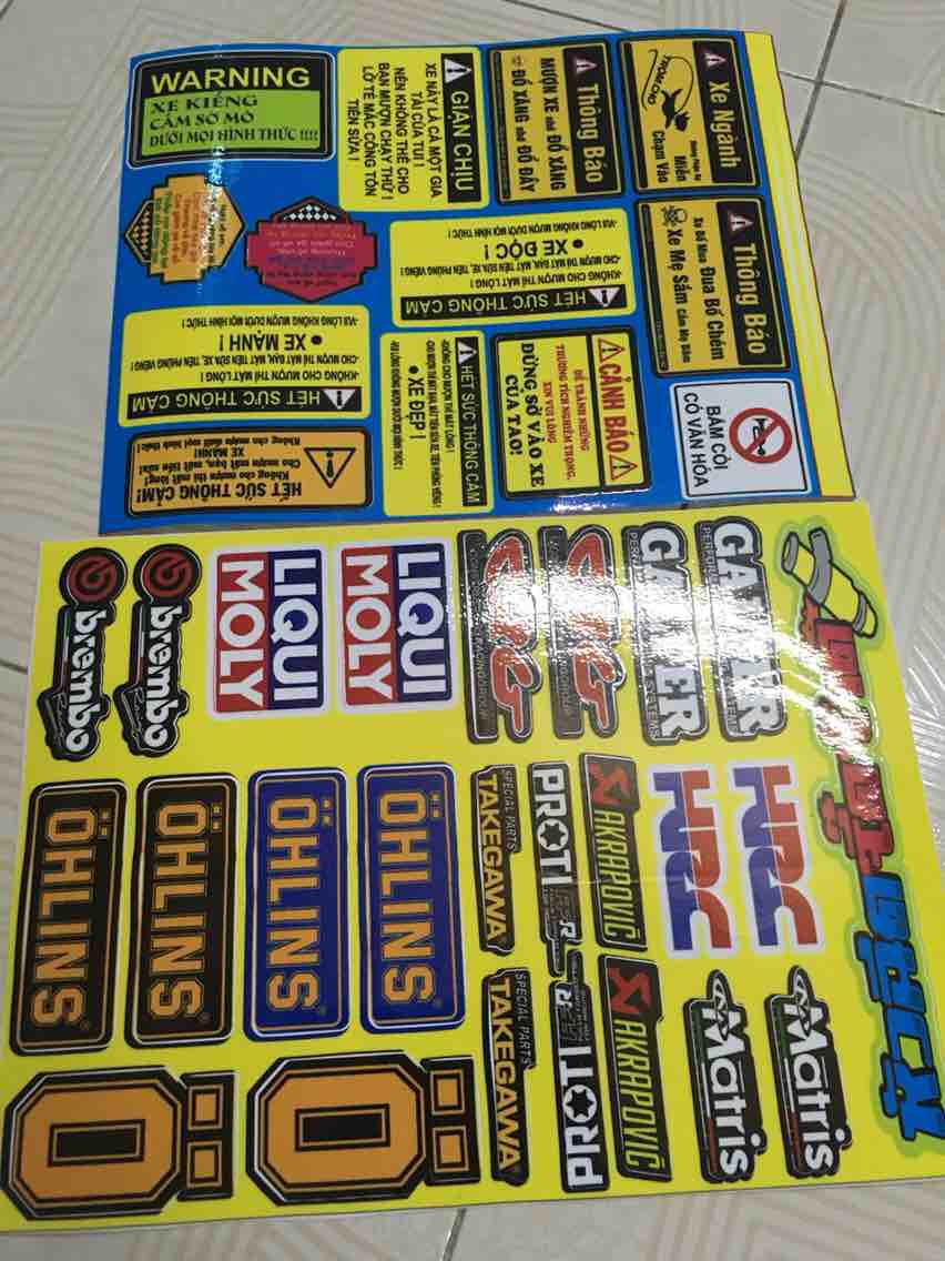 [HCM]Combo tem logo sét cảnh báo và chữ thái