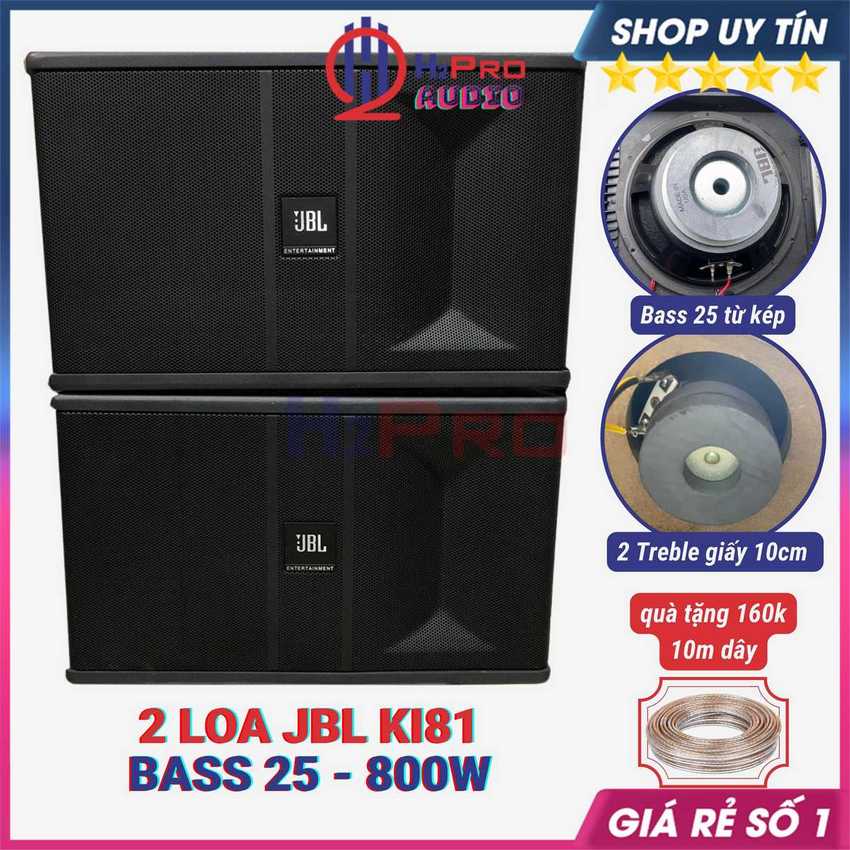 Đôi loa jbl ki81 800w bass 25 - 3 đường tiếng, 2 loa jbl karaoke gia đình lời sáng rõ, bass ấm, tặng 10m dây-h2pro audio