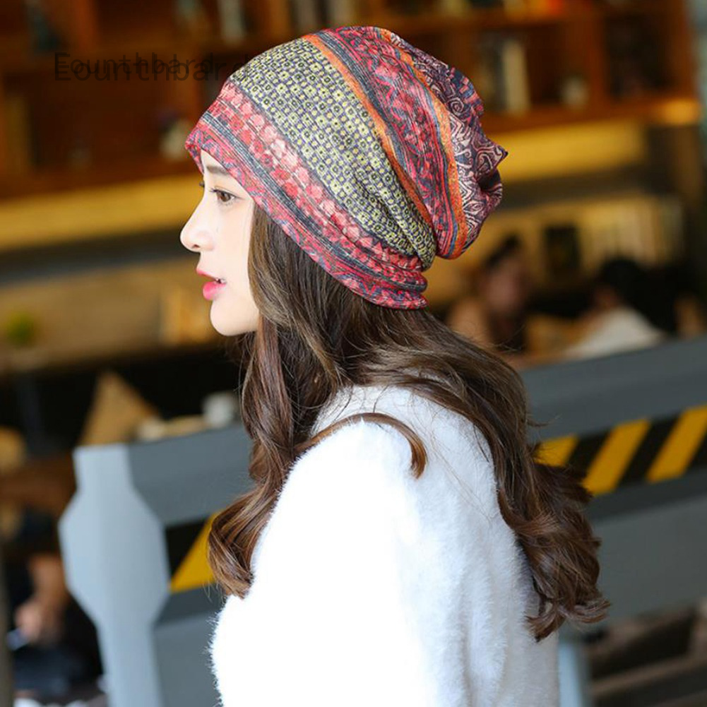 Eounthbard Multi-use Chic Women's Boho Retro Hat Beanie Scarf Collar Turban Head Wrap Caps