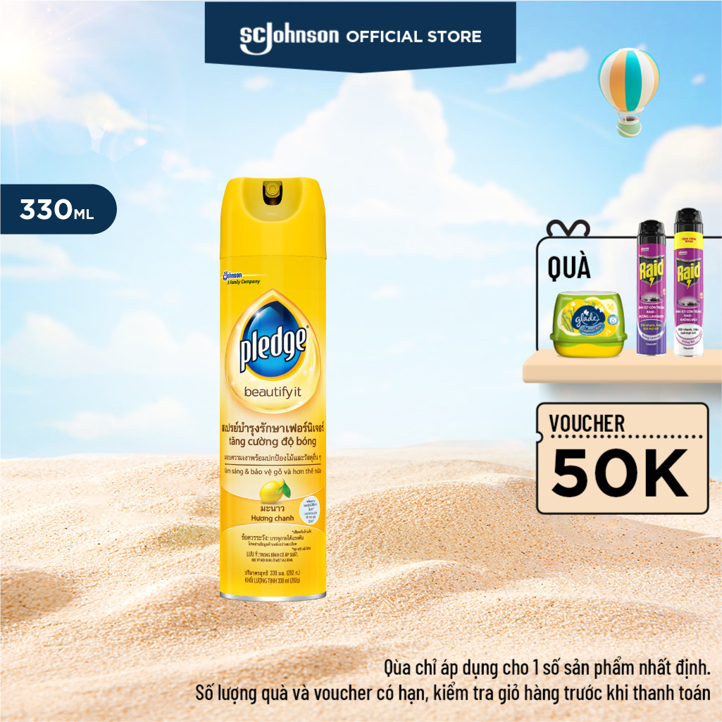 PLEDGE Xịt Bóng Gỗ Hương Chanh Làm Sạch Và Bảo Vệ Bề Mặt 330ml