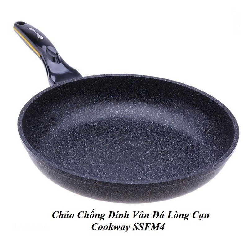 CHẢO CHỐNG DÍNH VÂN ĐÁ LÒNG CẠN COOKWAY SSFM4 SIZE 24CM