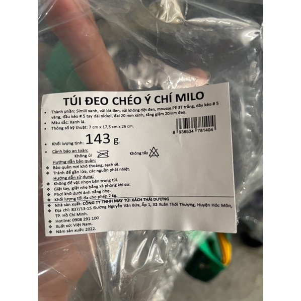 Túi đeo chéo milo 2022 cho các bé