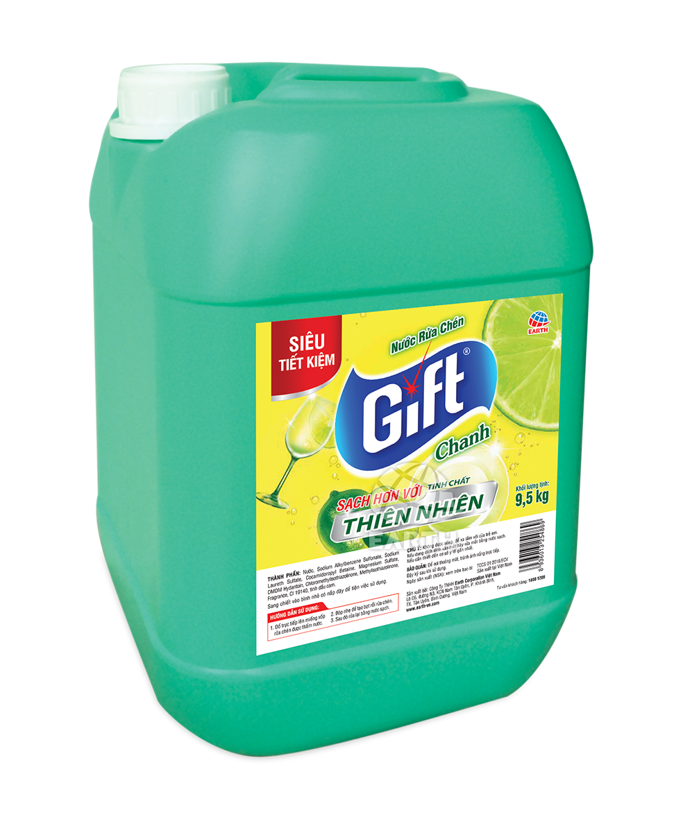Nước rửa chén Gift Chanh can 1,5kg và 9,5kg SIÊU TIẾT KIỆM