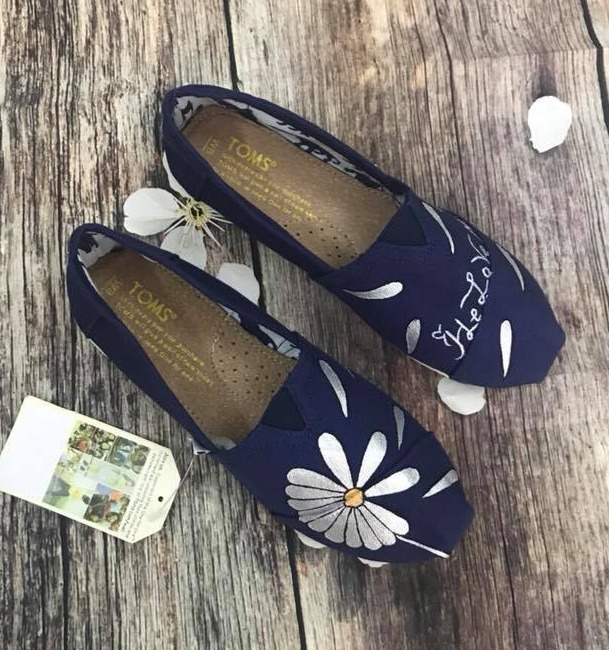[HCM]Giày toms bông hoa 2020BLACK FLOWERS(Đế cao su đúc)