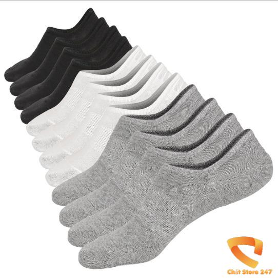 Combo 3 đôi Tất (vớ) lười nam sợi cotton cao cấp đệm Silicon chống tuột gót