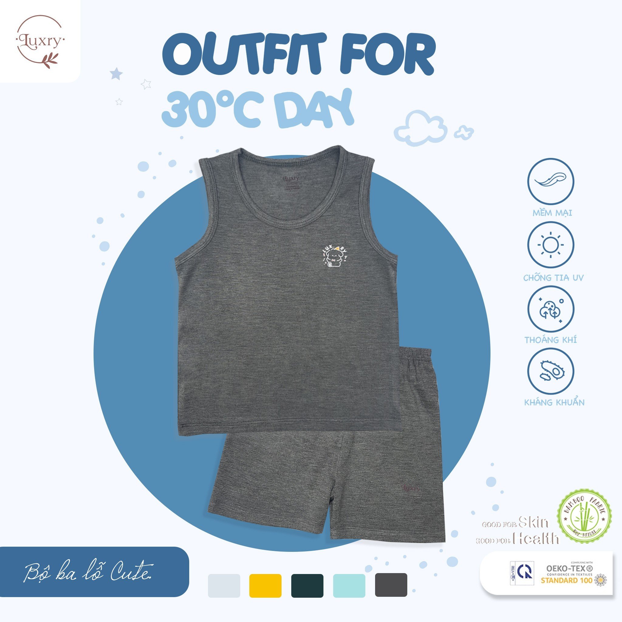 Bộ quần áo ba lỗ Basic Luxry cho bé
