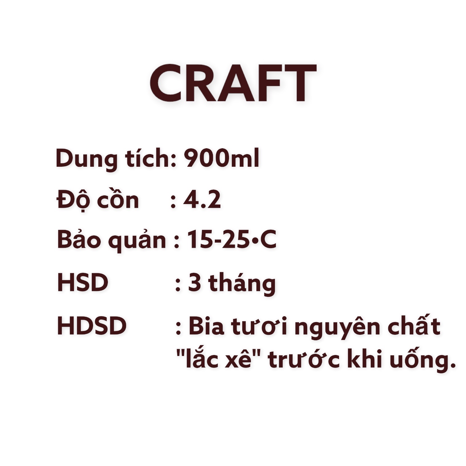 Bia Tươi Craft (chai nhựa 900ml) CHÍNH HÃNG