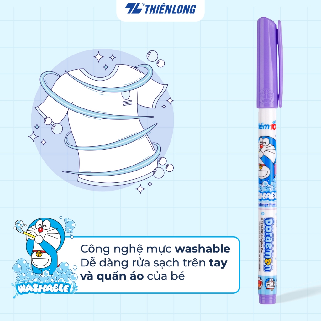 (Hộp 10 Cây) Bút lông kim Điểm 10 Doraemon TP-FL08/DO - Tím