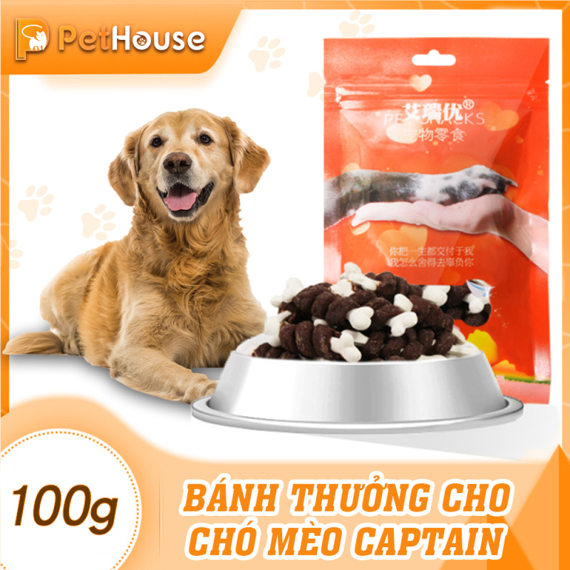 Bánh thưởng cho chó Captain (Bò cuốn xương sữa) (100gr/6-8 cây nhỏ)