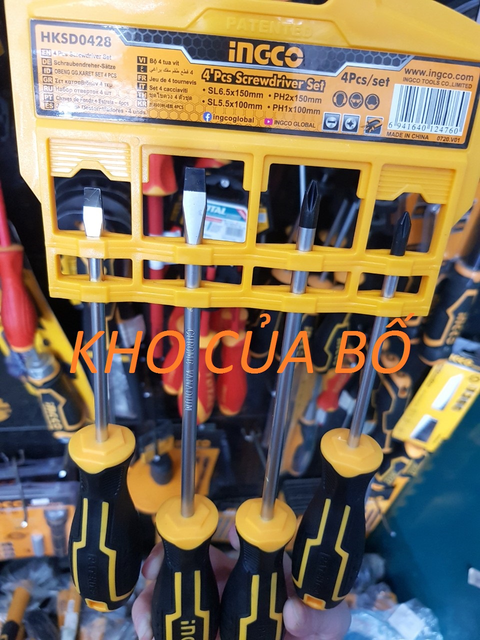 Bộ 4 tua vít  dẹp & bake ingco HKSD0428