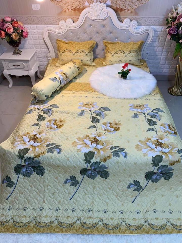 Bộ Chăn Ga Gối Cotton Poly - Hình Hoa Cúc Vàng ( 3 Món , 4 Món , 5 Món ) Tiệm Nhà Cá