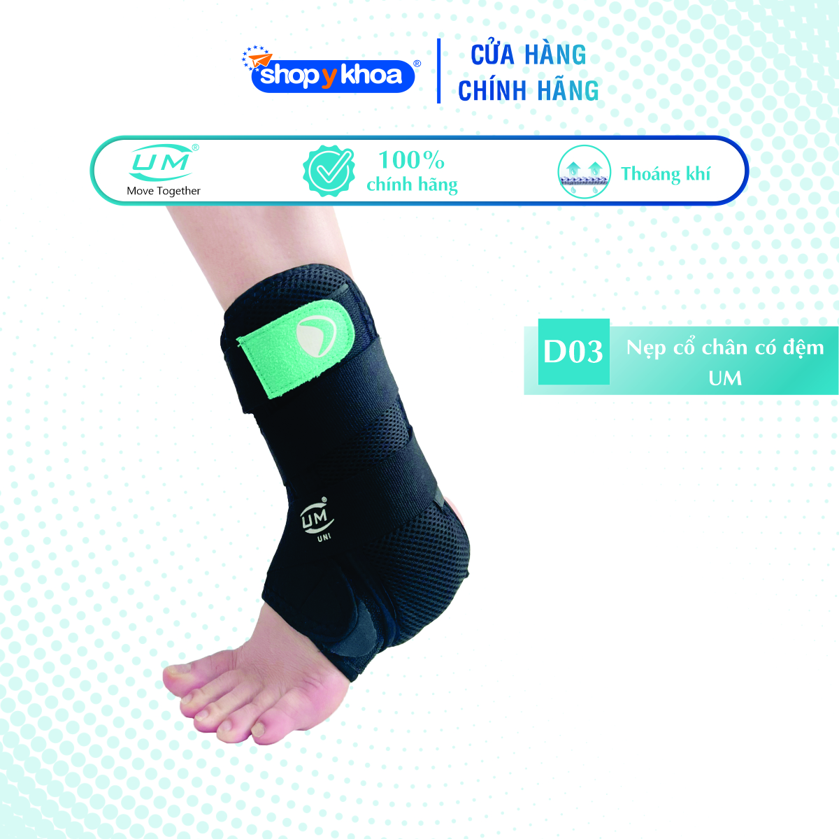 Nẹp cổ chân có đệm Unied Medicare (UM) D03