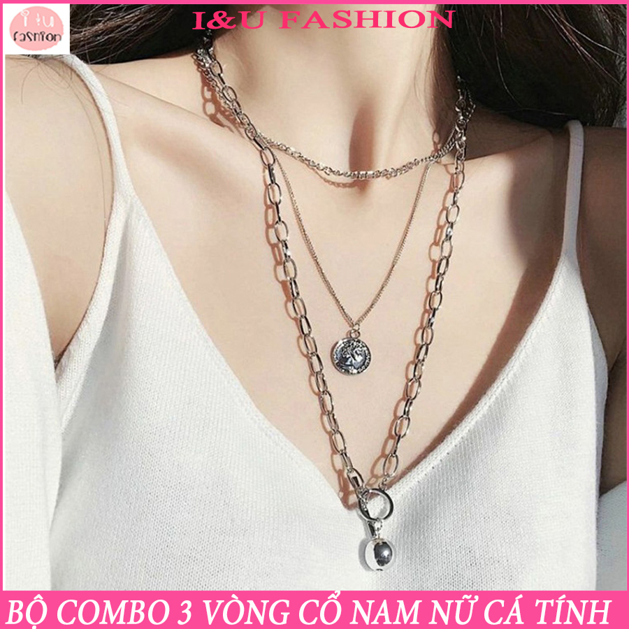 Bộ combo 3 vòng cổ UNISEX Nam Nữ cá tính chất liệu kim loại với các thiết kế khác nhau theo lớp tạo nên sự độc đáo cho sản phẩm VC-43