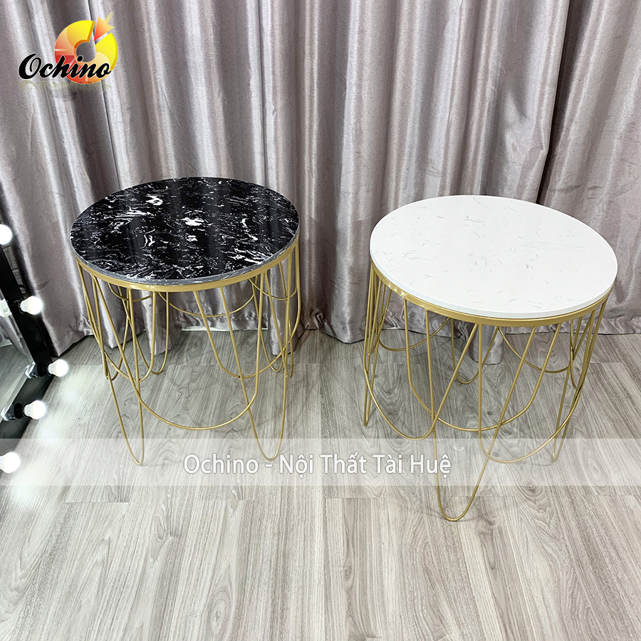 (FREESHIP) Bàn Trà Tròn Sofa Mặt Đá Sang Chảnh Mẫu Mới ( Sẵn 2 Mầu Đen Và Trắng)