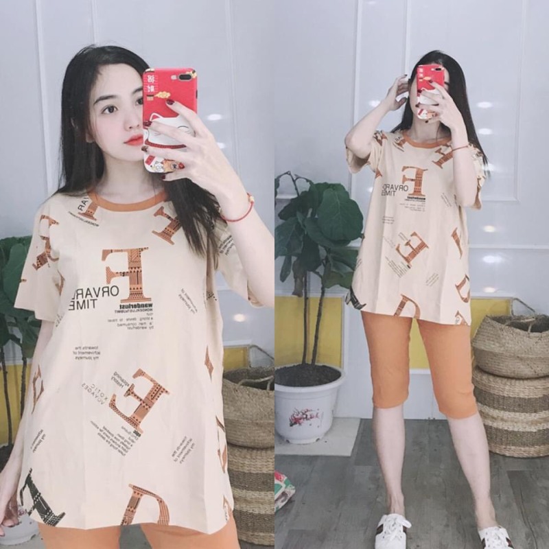 ĐỒ BỘ COTON LỬNG PHỐI CHỮ ÁO (HÌNH THẬT KÈM VIDEO), CÓ SIZE 40-75KG - CT30