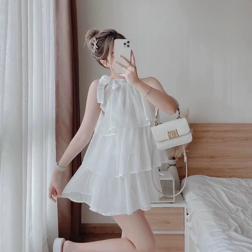 Sét Bộ Đùi Áo Cổ Yếm 3 Tầng Quần Tapta LONG Mart Màu Sắc Nhã Nhặn Thật Sự Phù Hợp Để Tới Công Sở, Đi Làm Hoặc Đi Chơi,Free Size Dưới 55kg,Phù Hợp Với Mọi Phong Cách