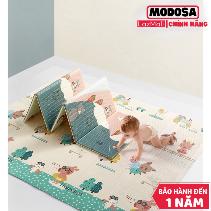 Thảm modosa trải sàn xốp xpe 2 mặt phủ silicone chống thấm gấp gọn chiếu xốp gấp gọn cho bé