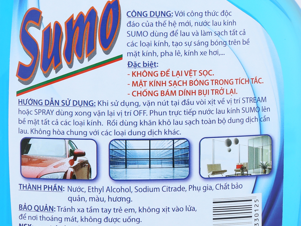 [HCM][Mua 3 chai tặng khăn] Nước lau kính Sumo 850ml