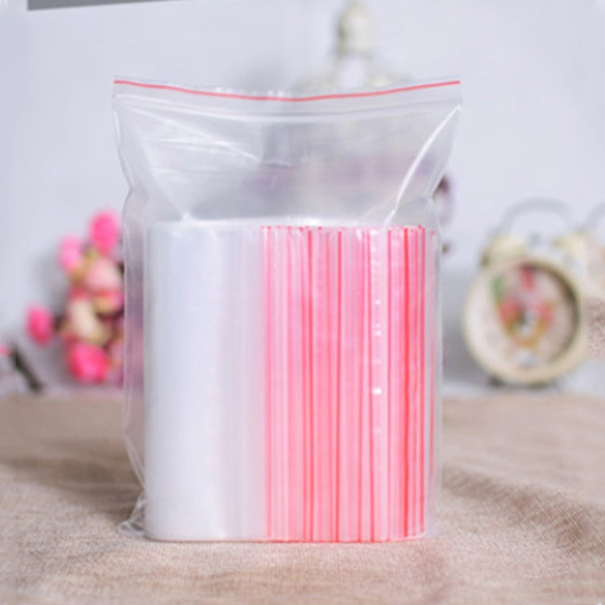 100gr túi zip chỉ đỏ các loại size